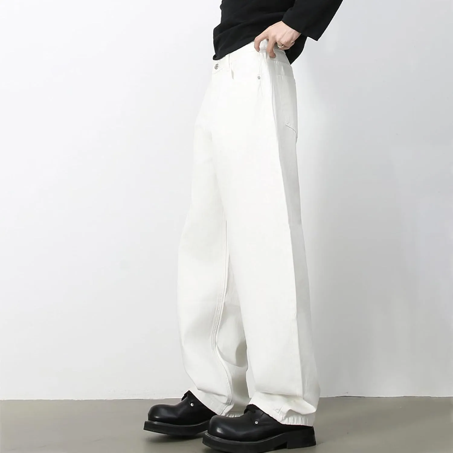 Men's Baggy Wide Leg Barrel Jeans Vintage Plain Washed Relaxed Fit Denim Pants Causal Trendy Cutlass Streetwear