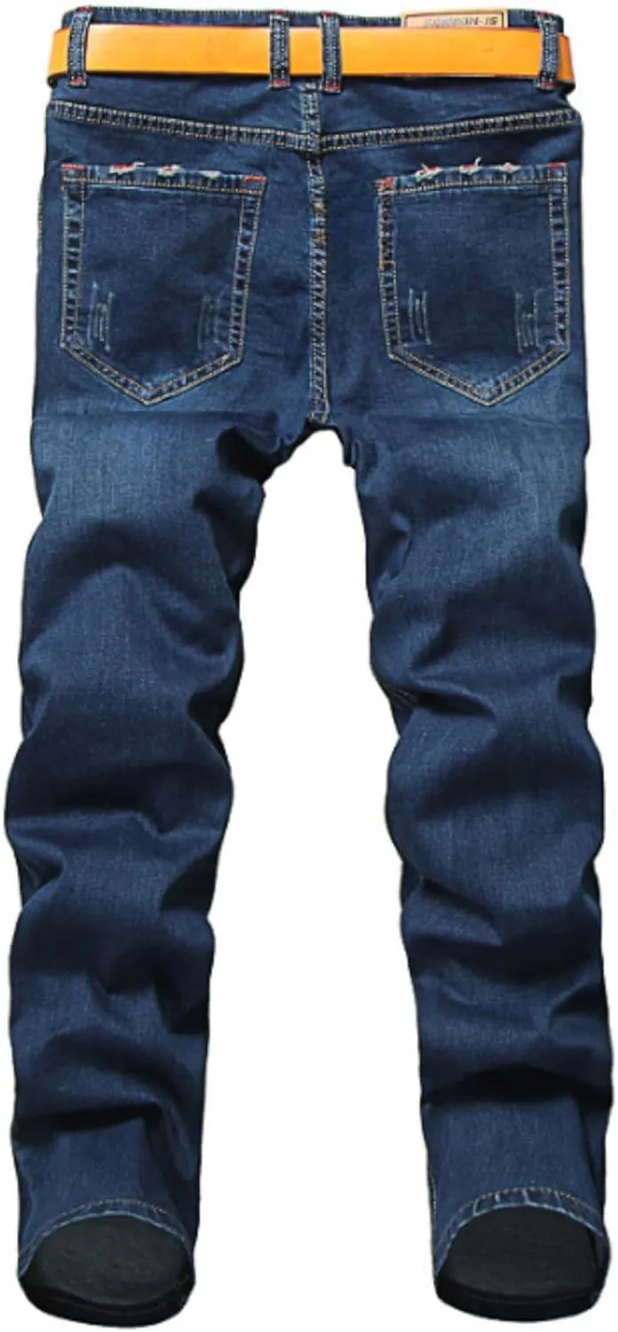 Men's Casual Style Straight Fit Jeans Slim Stretch Skinny Denim Pants Classic Lightweight Relaxed Retro Jean