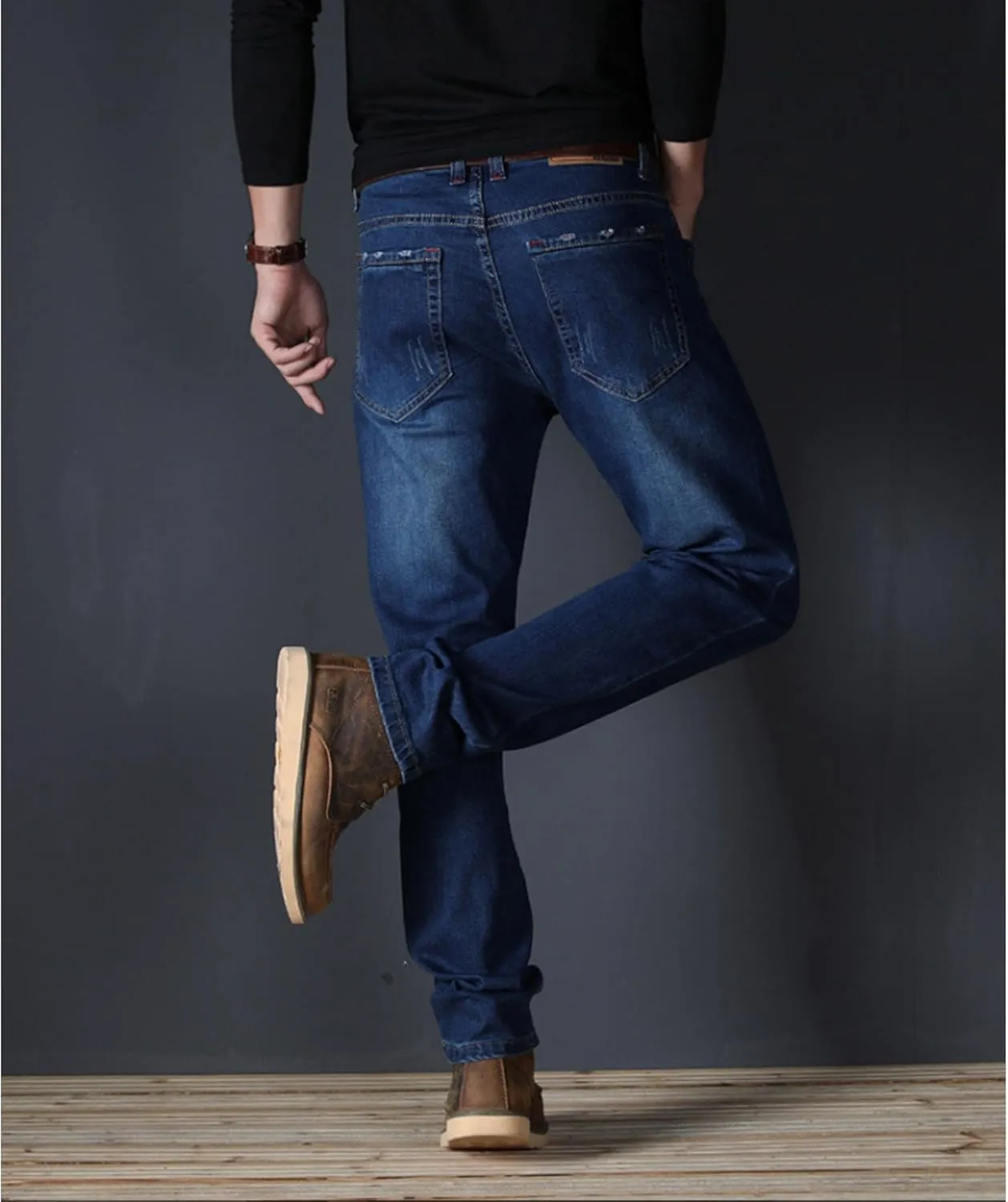 Men's Casual Style Straight Fit Jeans Slim Stretch Skinny Denim Pants Classic Lightweight Relaxed Retro Jean
