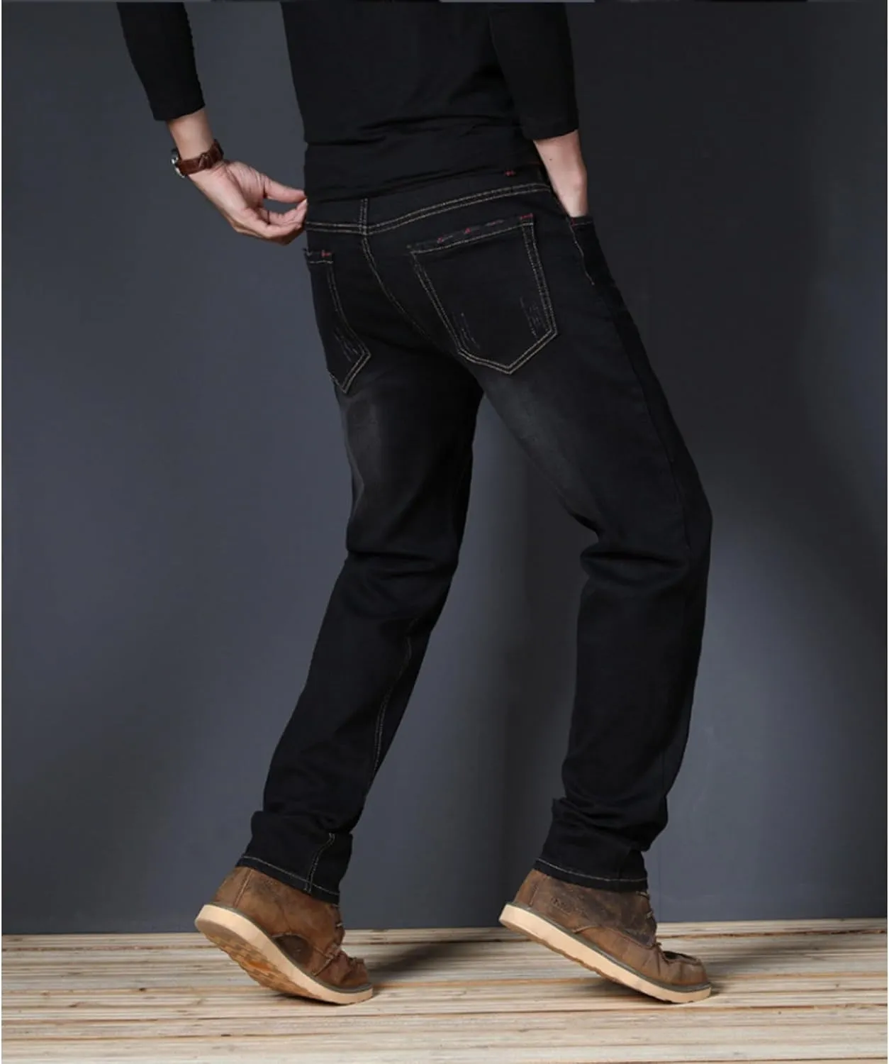 Men's Casual Style Straight Fit Jeans Slim Stretch Skinny Denim Pants Classic Lightweight Relaxed Retro Jean
