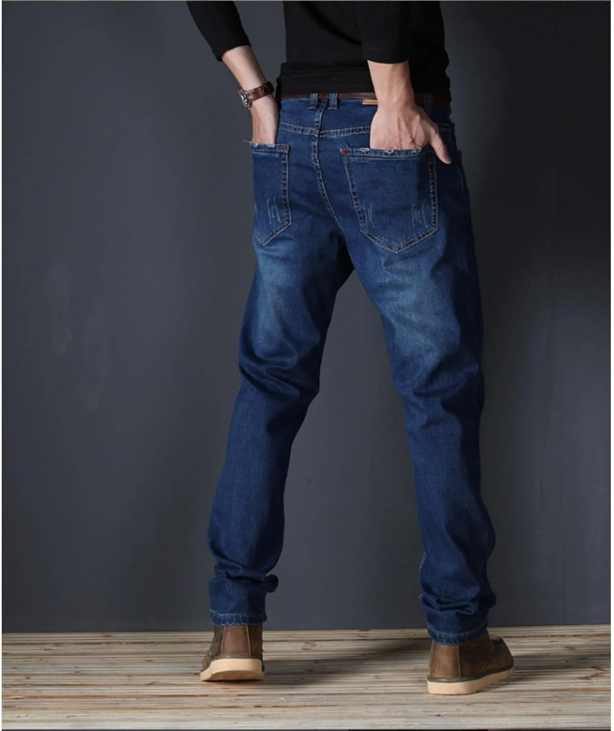 Men's Casual Style Straight Fit Jeans Slim Stretch Skinny Denim Pants Classic Lightweight Relaxed Retro Jean