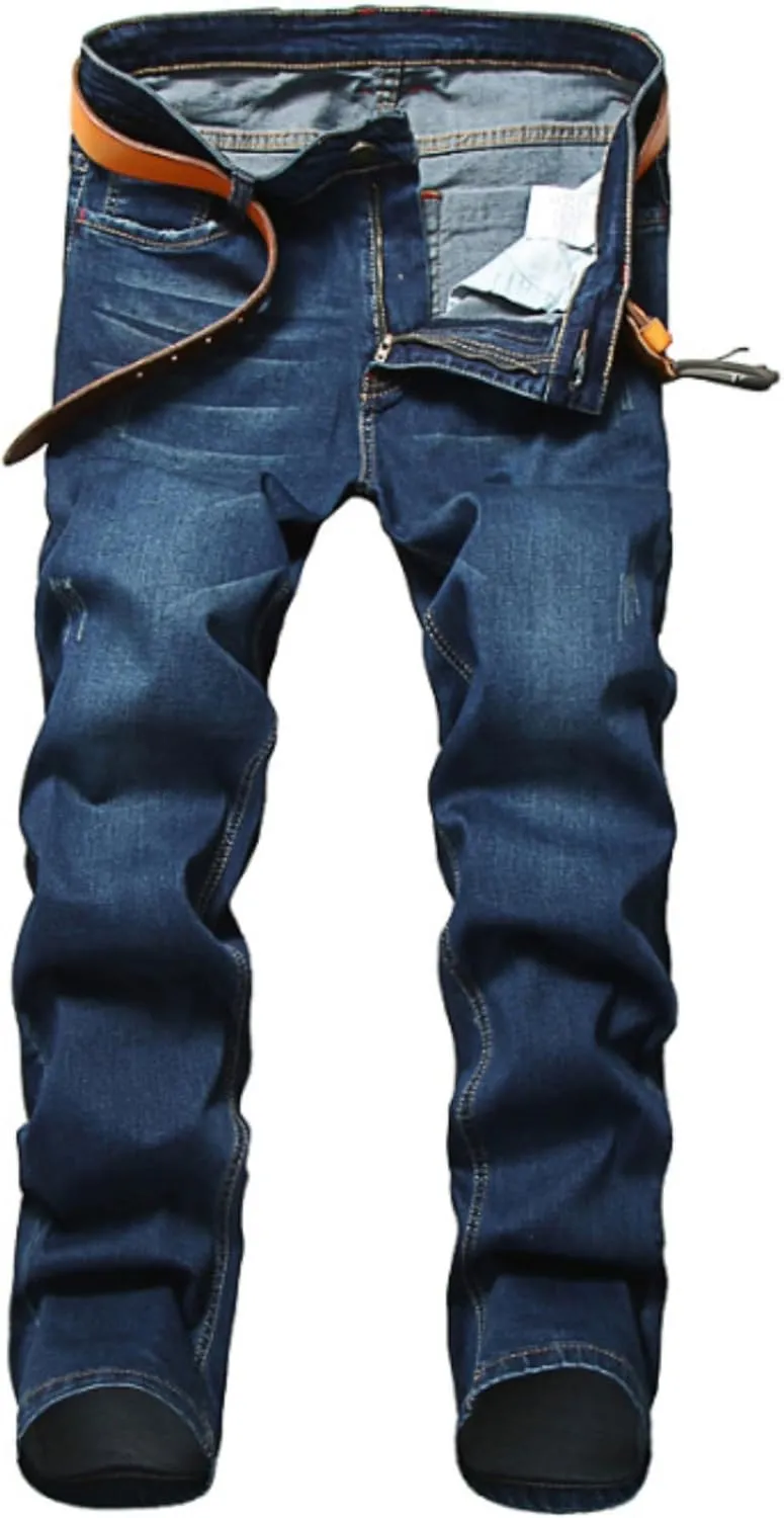 Men's Casual Style Straight Fit Jeans Slim Stretch Skinny Denim Pants Classic Lightweight Relaxed Retro Jean