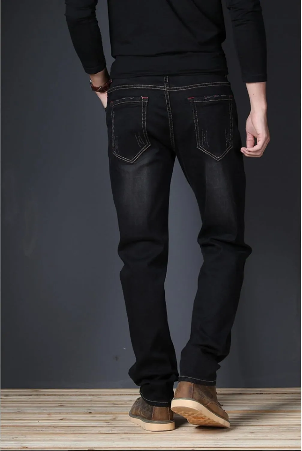 Men's Casual Style Straight Fit Jeans Slim Stretch Skinny Denim Pants Classic Lightweight Relaxed Retro Jean