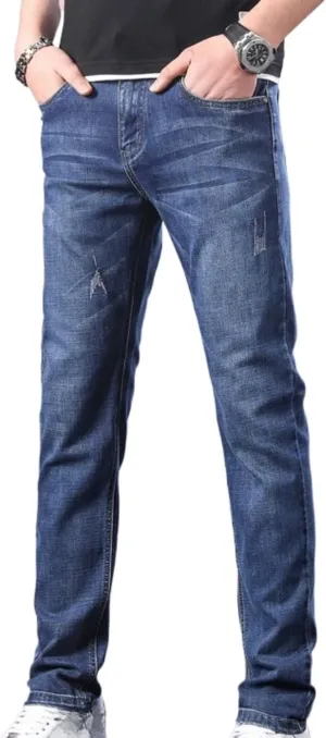 Men's Casual Style Straight Fit Jeans Slim Stretch Skinny Denim Pants Classic Lightweight Relaxed Retro Jean