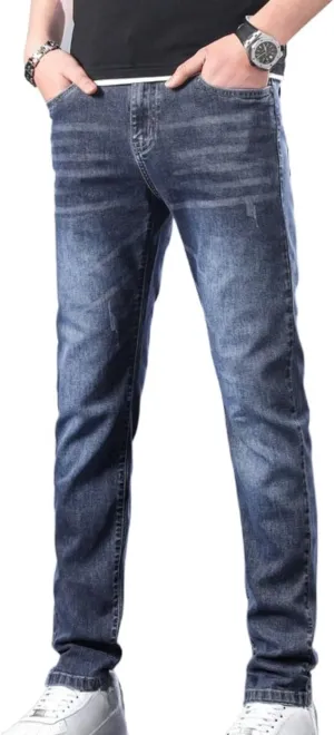 Men's Casual Style Straight Fit Jeans Slim Stretch Skinny Denim Pants Classic Lightweight Relaxed Retro Jean