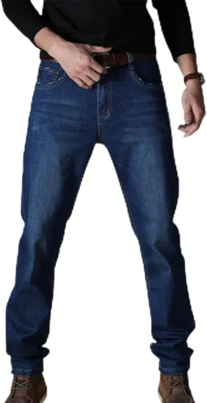 Men's Casual Style Straight Fit Jeans Slim Stretch Skinny Denim Pants Classic Lightweight Relaxed Retro Jean