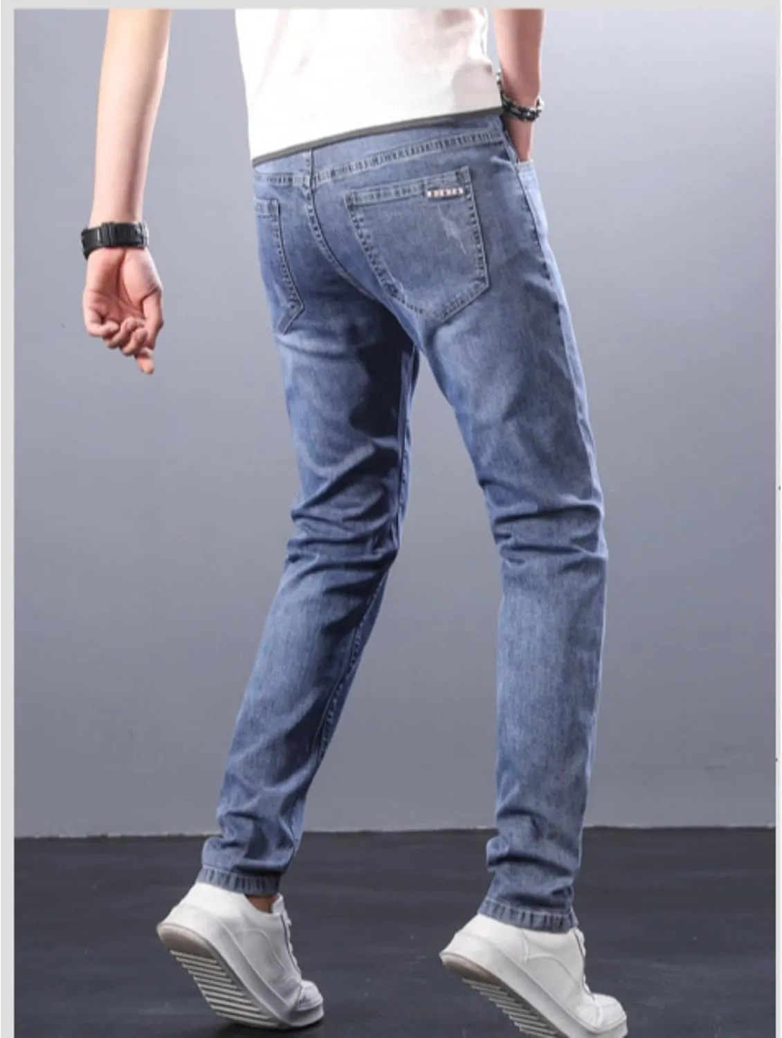 Men's Casual Style Straight Fit Jeans Slim Stretch Skinny Denim Pants Classic Lightweight Relaxed Retro Jean
