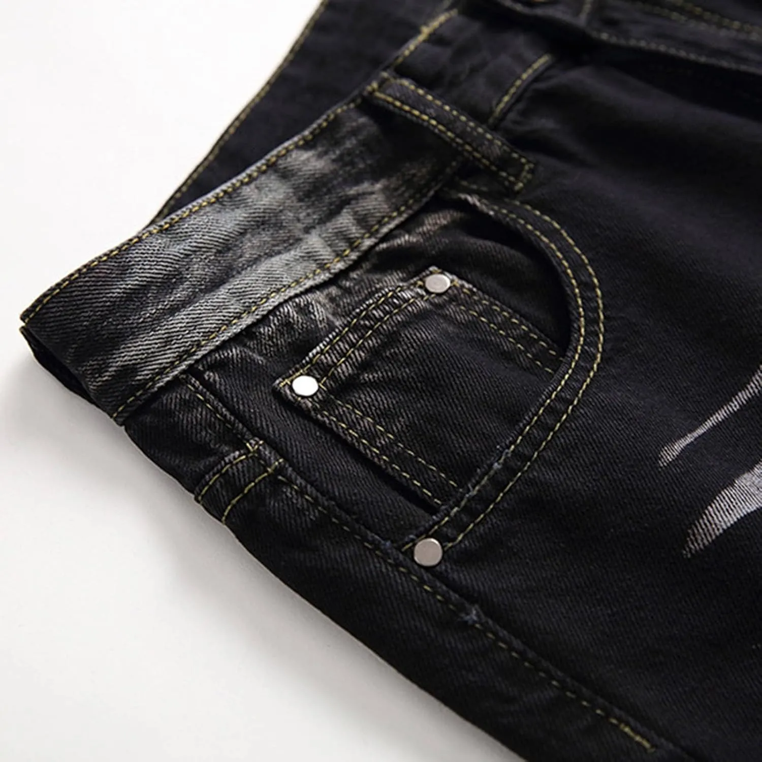 Mens Casual Washed Jeans Retro Ripped Relaxed Fit Distressed Denim Pants Street Style Fashion Straight Leg Jeans