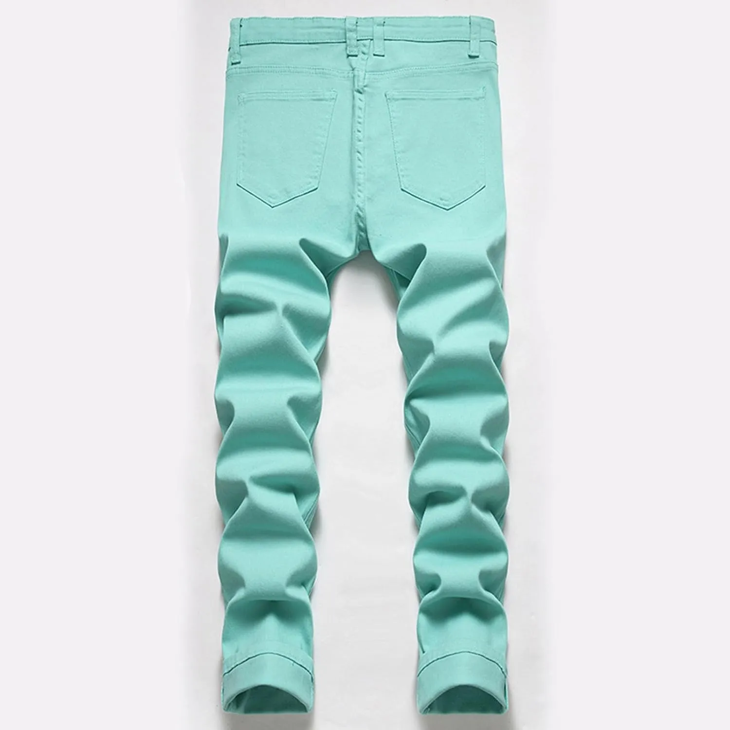 Mens Casual Washed Jeans Retro Ripped Relaxed Fit Distressed Denim Pants Street Style Fashion Straight Leg Jeans