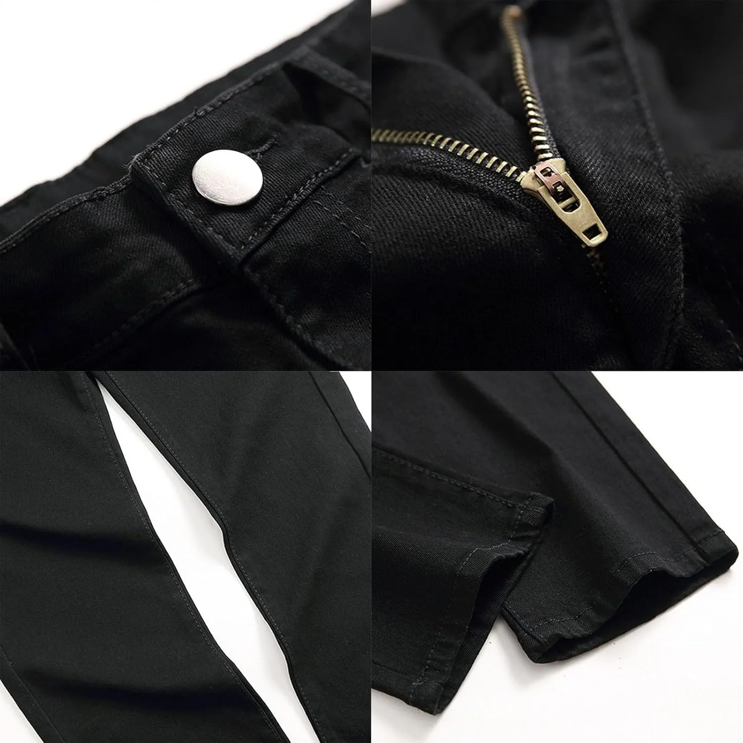 Mens Casual Washed Jeans Retro Ripped Relaxed Fit Distressed Denim Pants Street Style Fashion Straight Leg Jeans