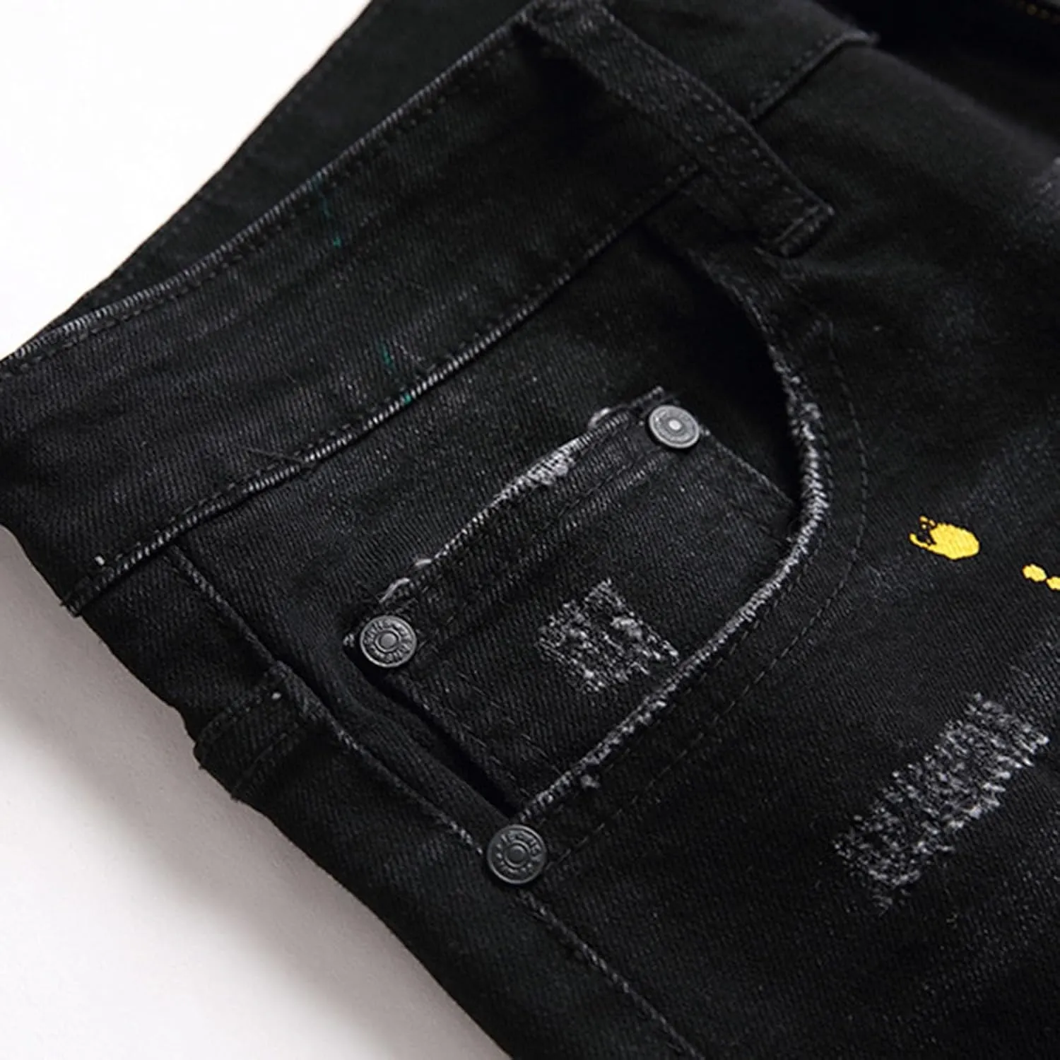 Mens Casual Washed Jeans Retro Ripped Relaxed Fit Distressed Denim Pants Street Style Fashion Straight Leg Jeans