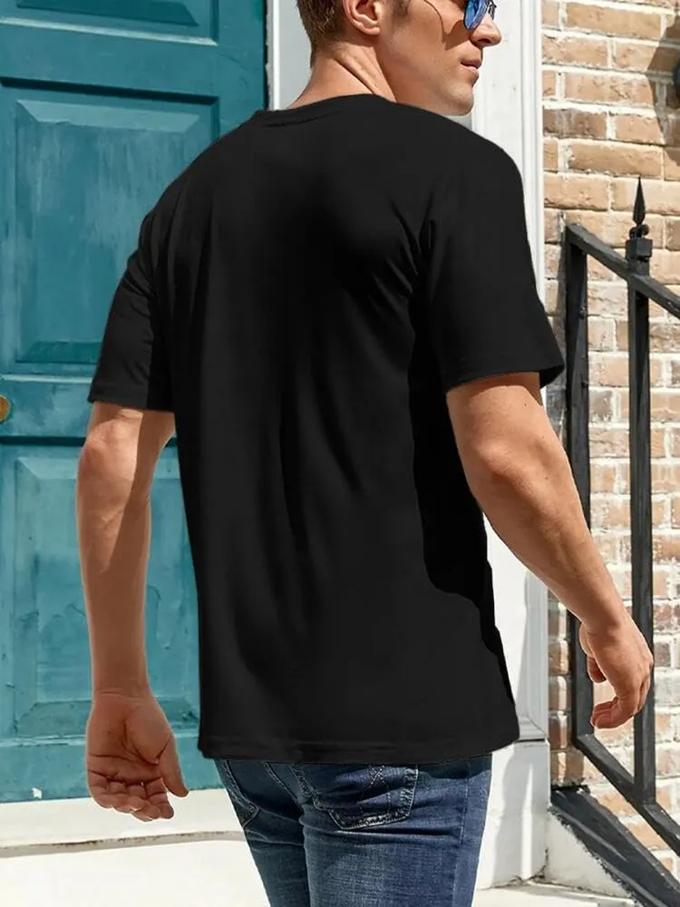 Men's Cotton Short Sleeve Tees Soft Fashion Print T-Shirts Casual Graphic Crewneck Tops