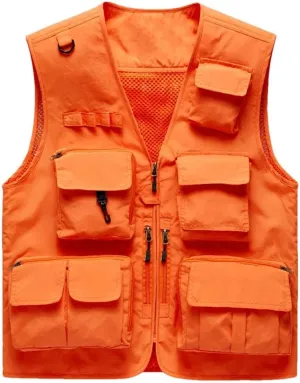 Men's Outdoor Casual Vest Multi-Pocket Breathable Sports Coat Fishing Work Safari Travel Vests