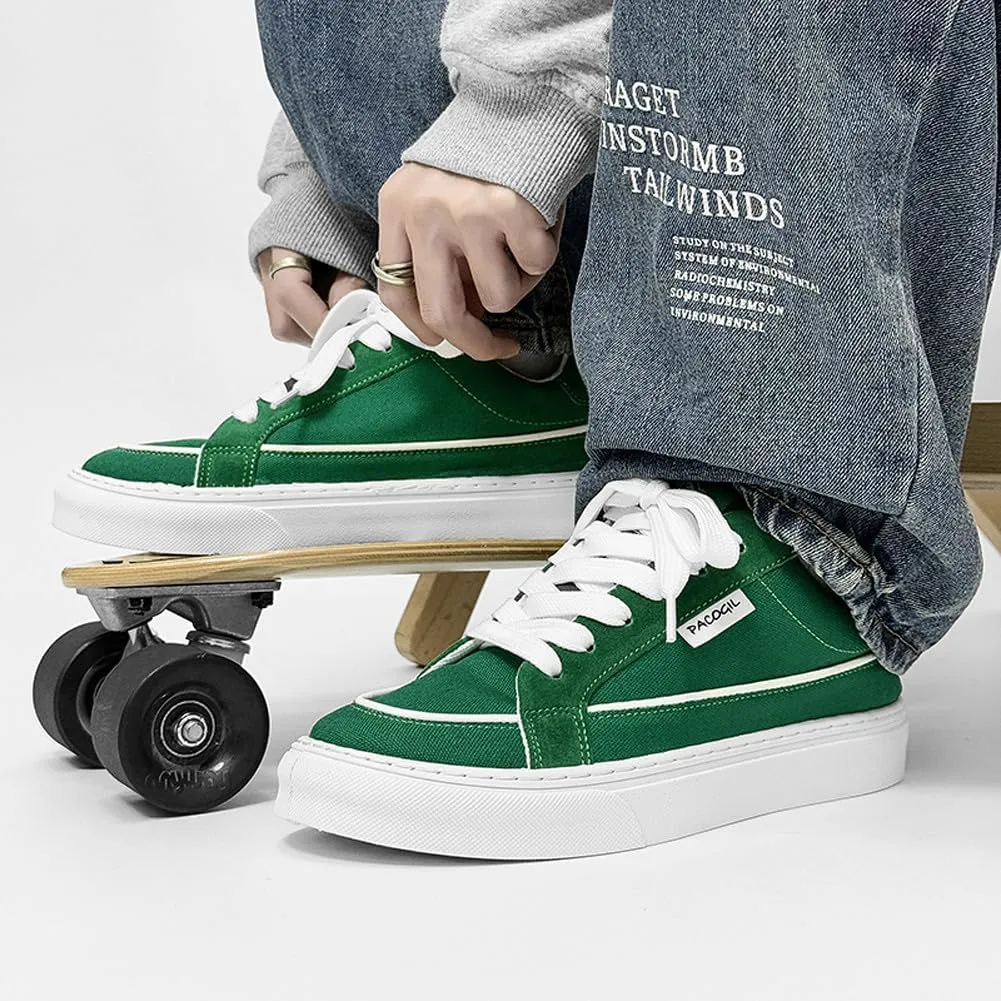 Men's Skate Lightweight Low Top Canvas Sneakers Breathable Flat Walking Shoes