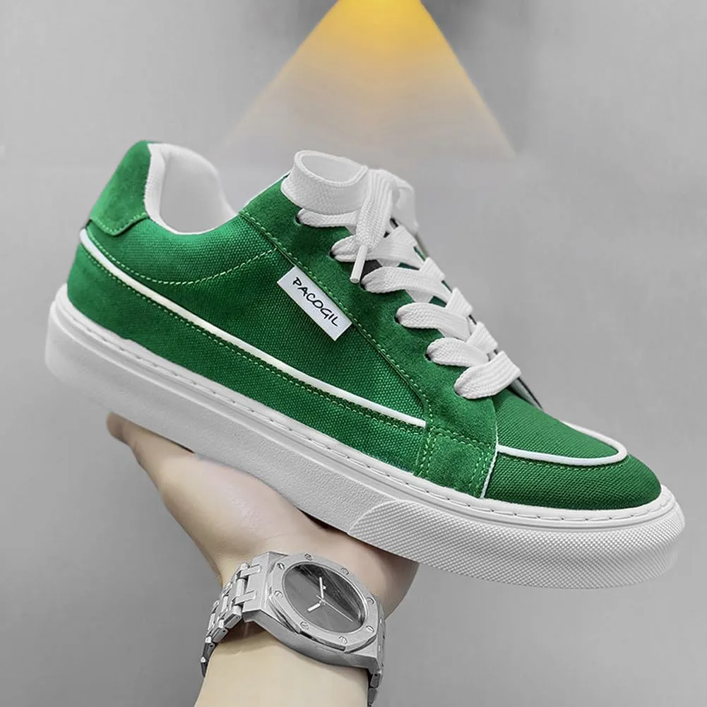 Men's Skate Lightweight Low Top Canvas Sneakers Breathable Flat Walking Shoes