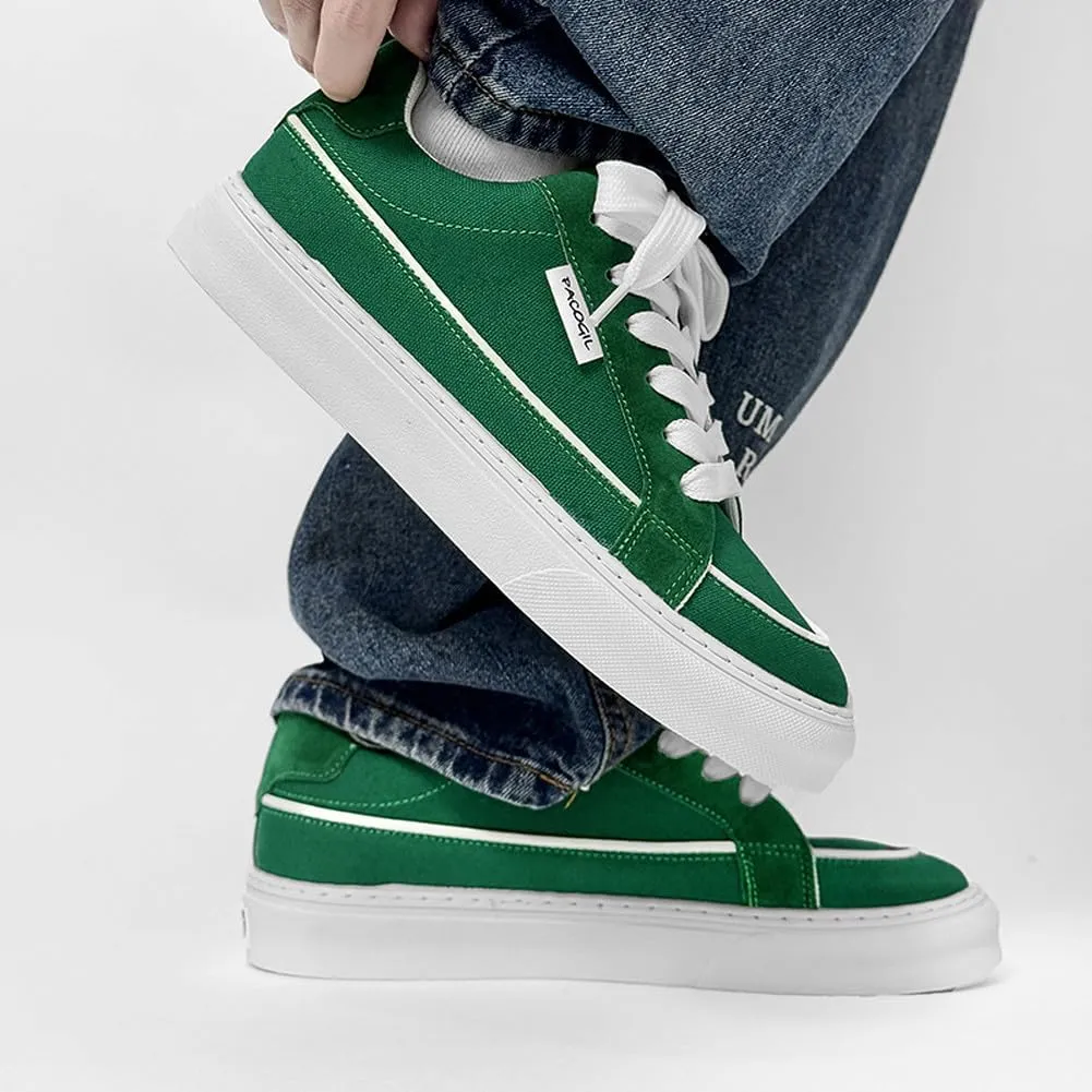 Men's Skate Lightweight Low Top Canvas Sneakers Breathable Flat Walking Shoes