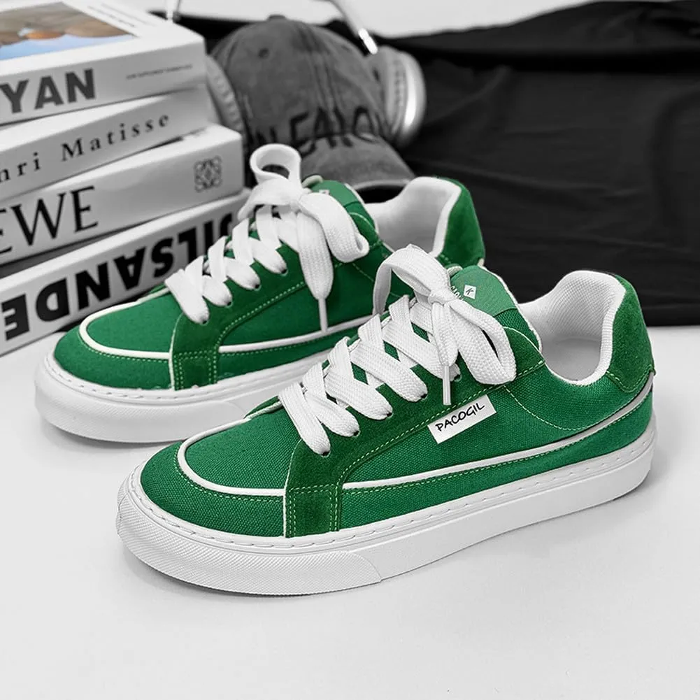 Men's Skate Lightweight Low Top Canvas Sneakers Breathable Flat Walking Shoes
