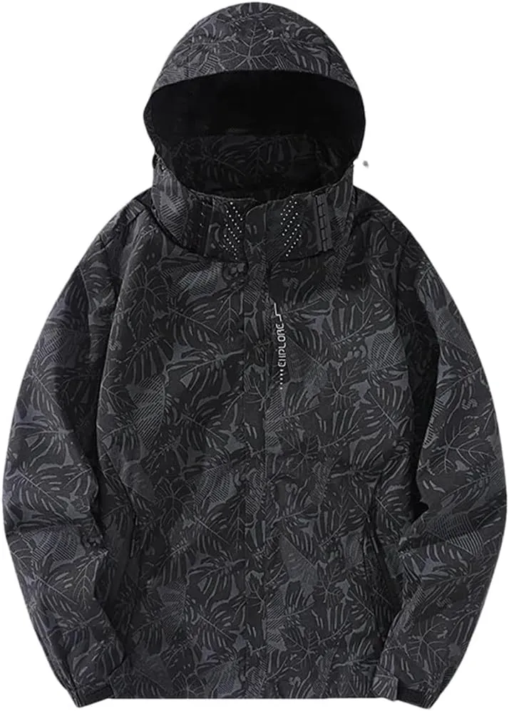 Mens Spring Lightweight Waterproof Jacket Raincoat For Hiking Travel With Removable Hood Windbreaker Jacket Top