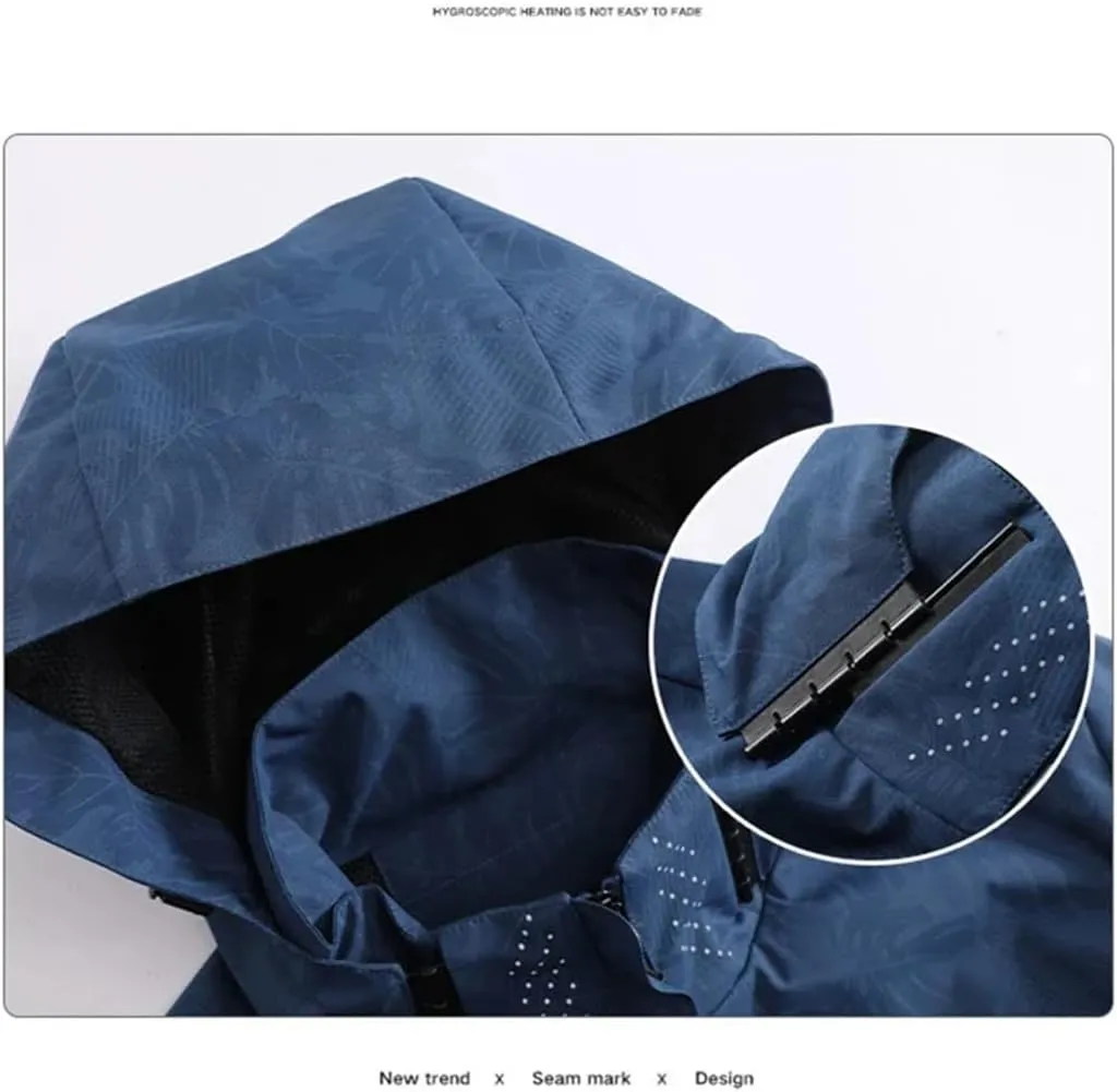 Mens Spring Lightweight Waterproof Jacket Raincoat For Hiking Travel With Removable Hood Windbreaker Jacket Top