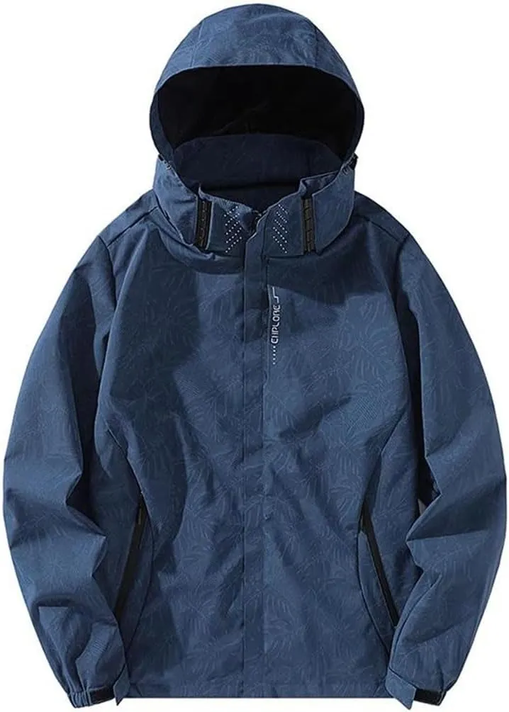Mens Spring Lightweight Waterproof Jacket Raincoat For Hiking Travel With Removable Hood Windbreaker Jacket Top