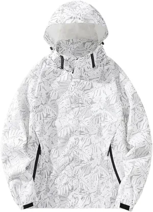 Mens Spring Lightweight Waterproof Jacket Raincoat For Hiking Travel With Removable Hood Windbreaker Jacket Top