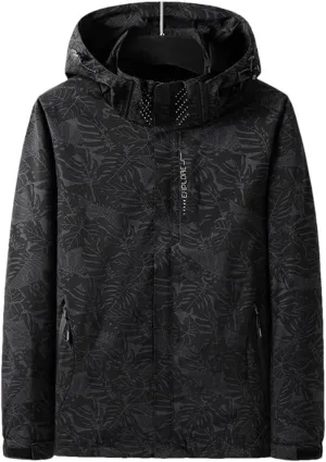 Mens Spring Lightweight Waterproof Jacket Raincoat For Hiking Travel With Removable Hood Windbreaker Jacket Top