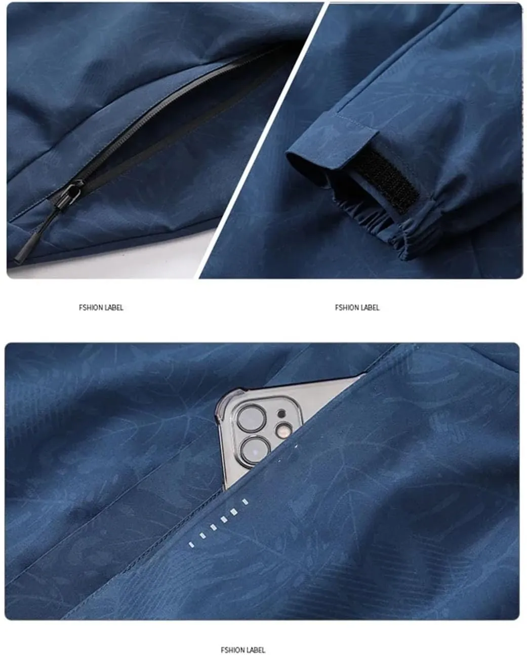 Mens Spring Lightweight Waterproof Jacket Raincoat For Hiking Travel With Removable Hood Windbreaker Jacket Top