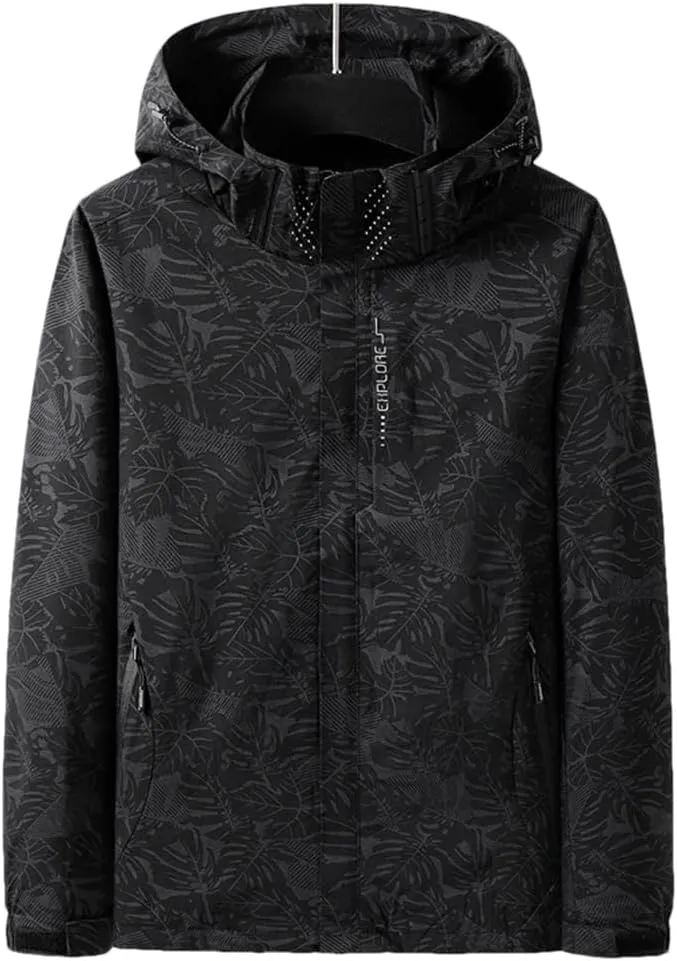 Mens Spring Lightweight Waterproof Jacket Raincoat For Hiking Travel With Removable Hood Windbreaker Jacket Top