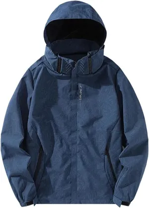 Mens Spring Lightweight Waterproof Jacket Raincoat For Hiking Travel With Removable Hood Windbreaker Jacket Top