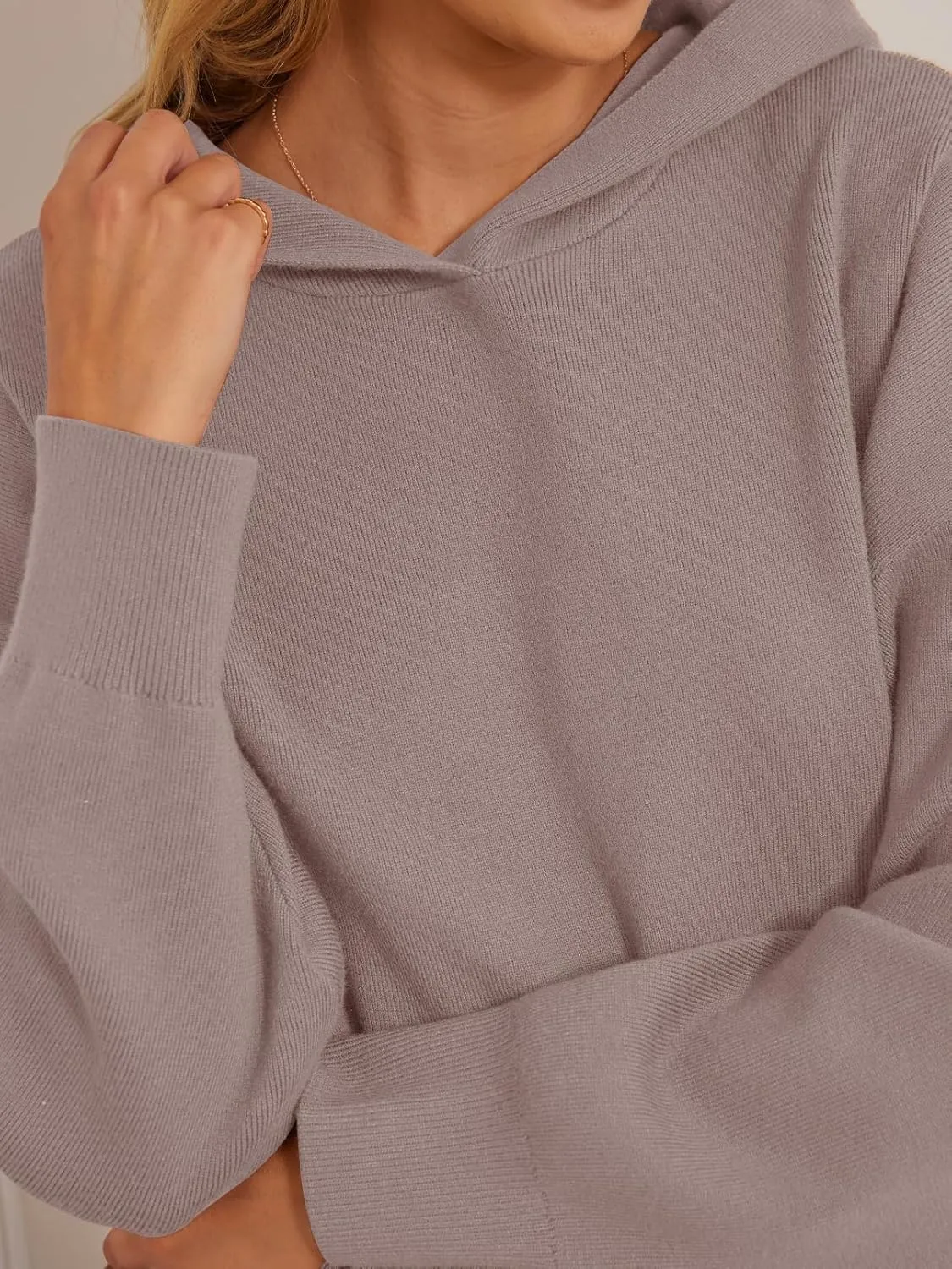 MEROKEETY Women's 2024 Fall Oversized Hoodie Long Sleeve Pullover Sweater Ribbed Knit Sweatshirt with Pockets