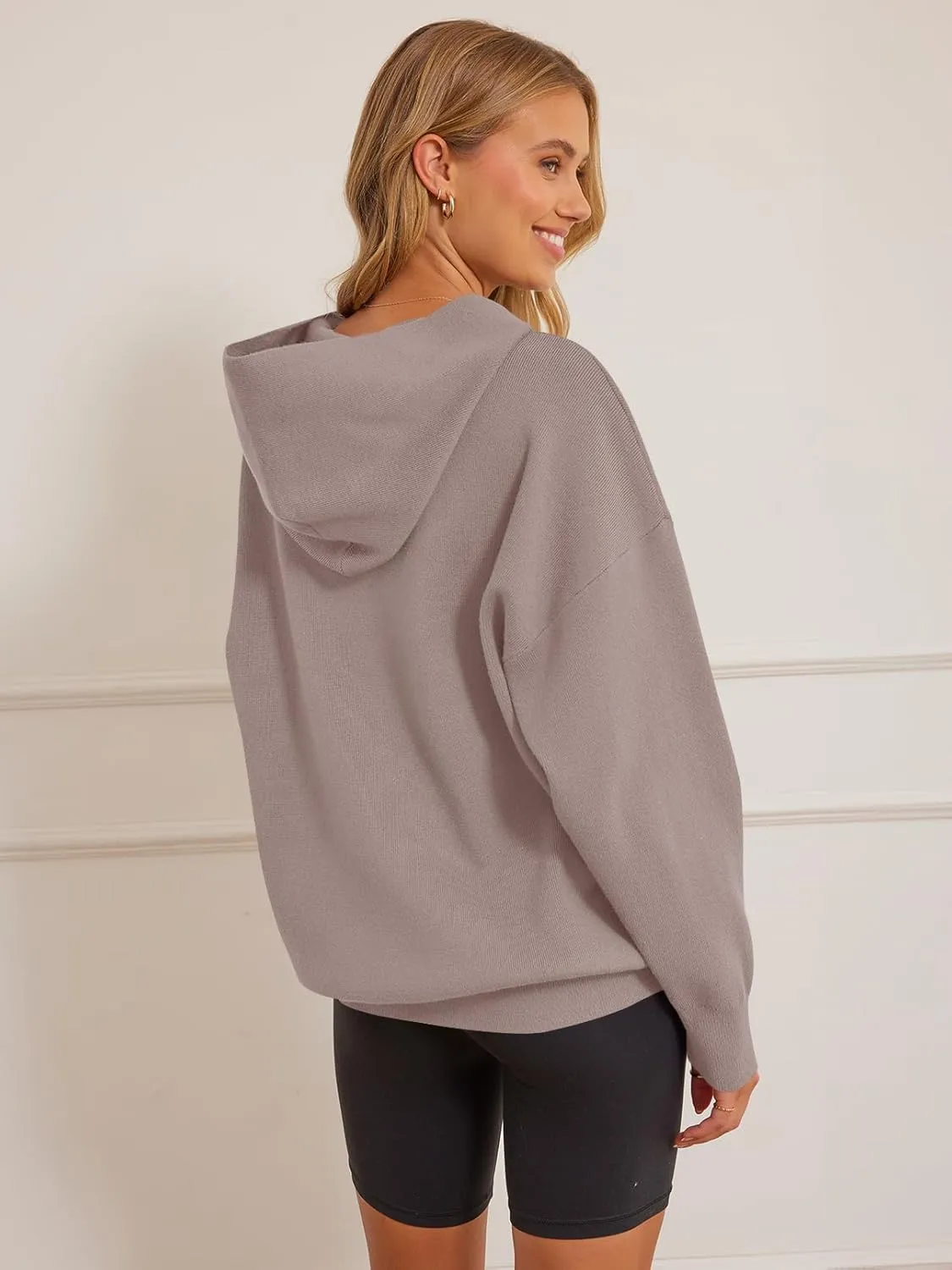 MEROKEETY Women's 2024 Fall Oversized Hoodie Long Sleeve Pullover Sweater Ribbed Knit Sweatshirt with Pockets