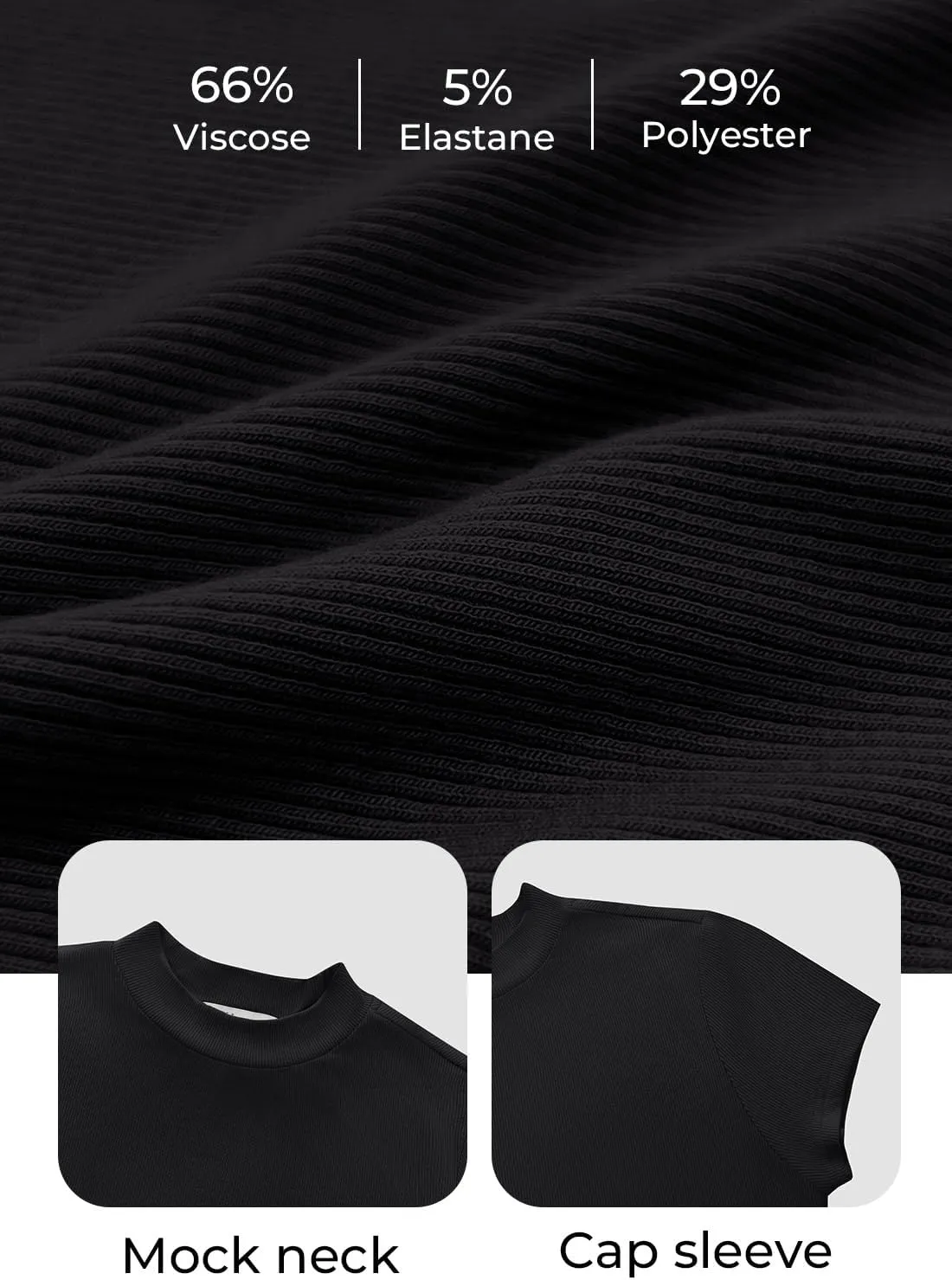 MIHOLL Women's Summer Cap Short Sleeve Tops Mock Neck Ribbed Knit Slim Fit Casual Basic Tee T Shirts