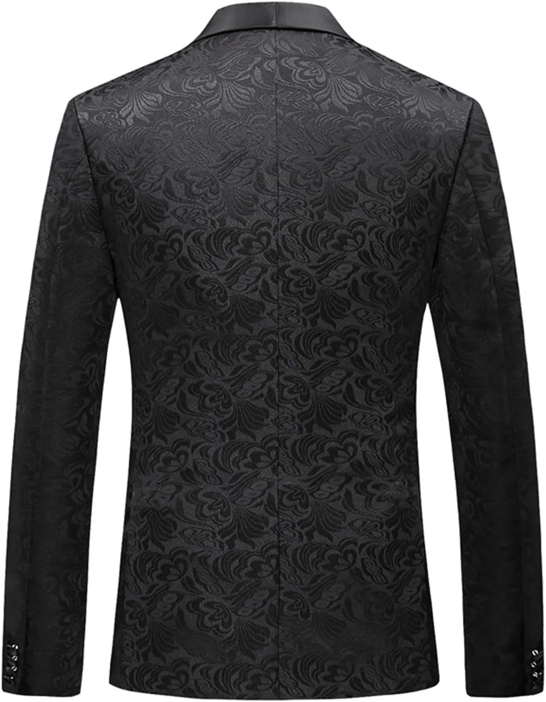 MllesReve Men's Slim Fit 3 Piece Jacquard Floral Wedding Suit Prom Jacket Pants