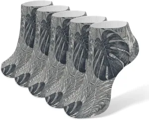Monstera Leaves 5 Pairs Ankle Socks Comfort Athletic Socks Low Cut Breathable Casual Sock for Unisex