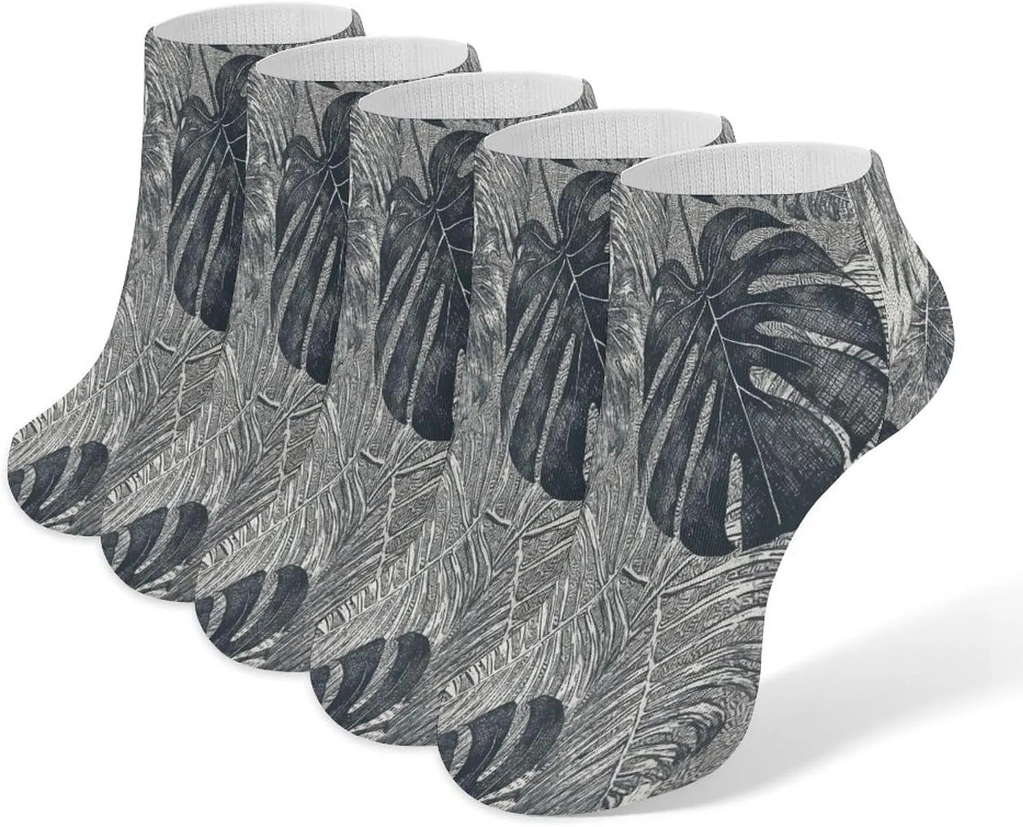 Monstera Leaves 5 Pairs Ankle Socks Comfort Athletic Socks Low Cut Breathable Casual Sock for Unisex