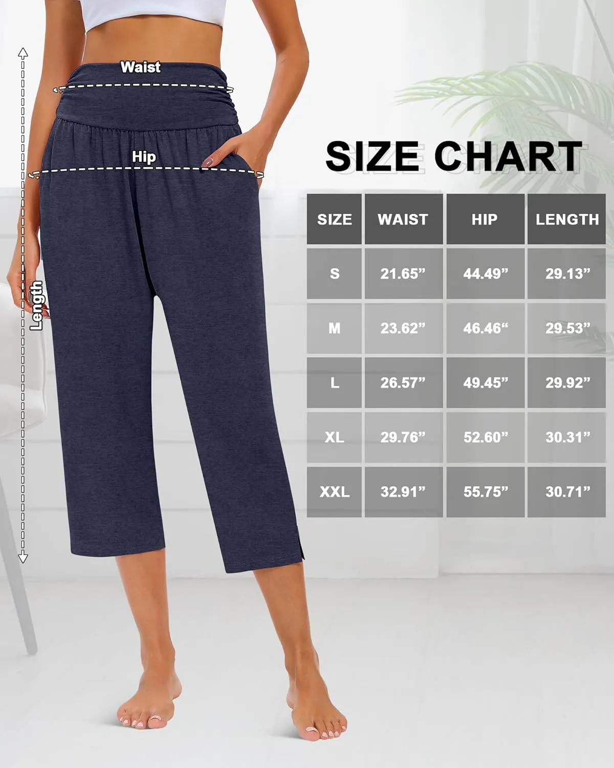 Neer 3 Pack Capri Pants for Women Casual Summer Lounge Yoga Pants Crop High Waist Loose Fit Sweatpants Pajamas with Pockets