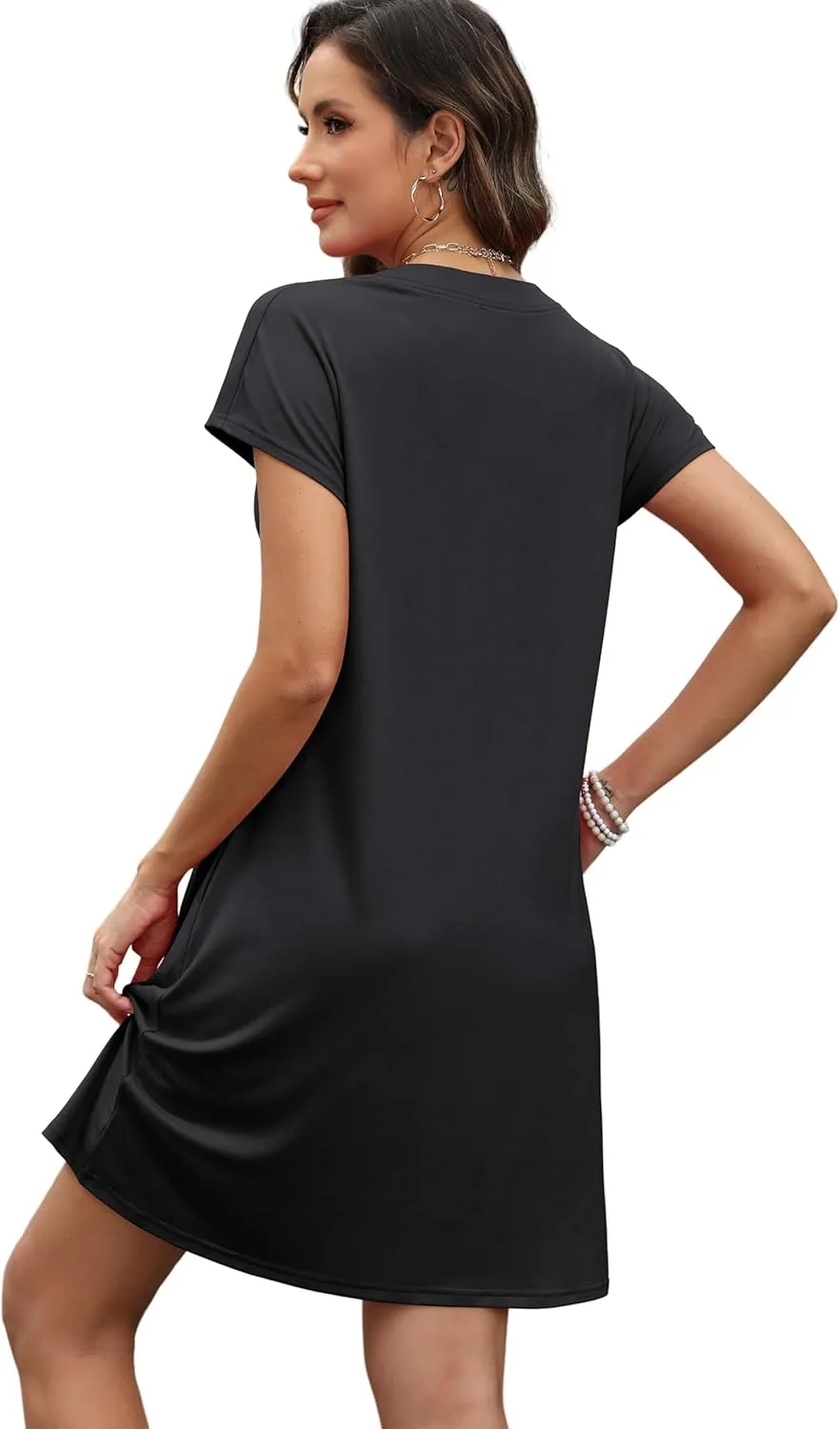OFEEFAN Summer Dresses for Women Beach Cover Ups for Women with Pockets V Neck Swimsuit Loose Fit