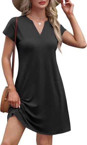 OFEEFAN Summer Dresses for Women Beach Cover Ups for Women with Pockets V Neck Swimsuit Loose Fit