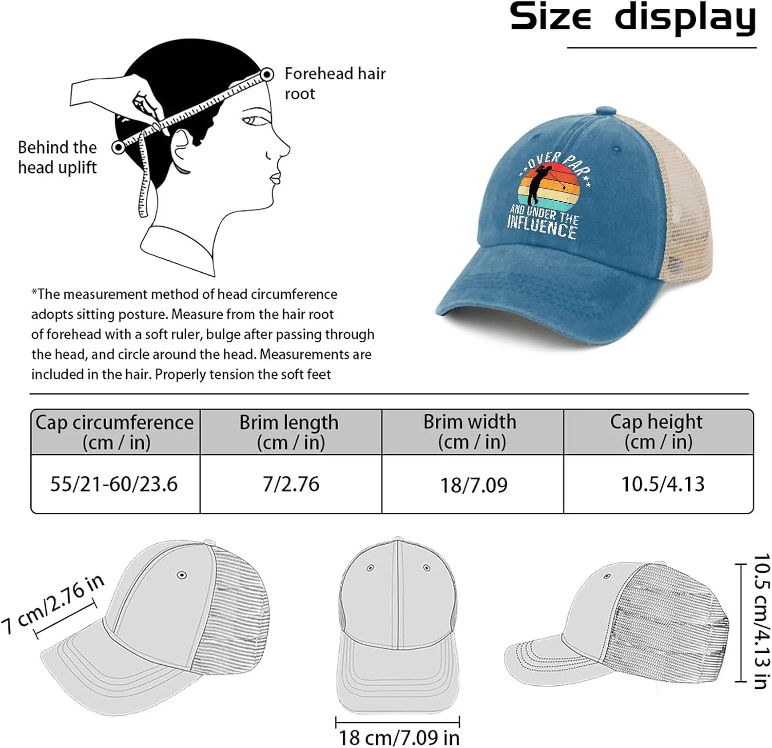 Over Par and Under Influence Hat for Women Humor Golf Country Hat for Mens Trucker Hat Ball Cap Trendy