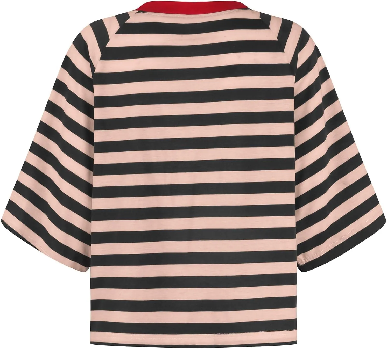 Oversized Tshirts for Women Striped Crew Neck Elbow Sleeve Tops Summer Color Block Half Sleeve Casual Blouses