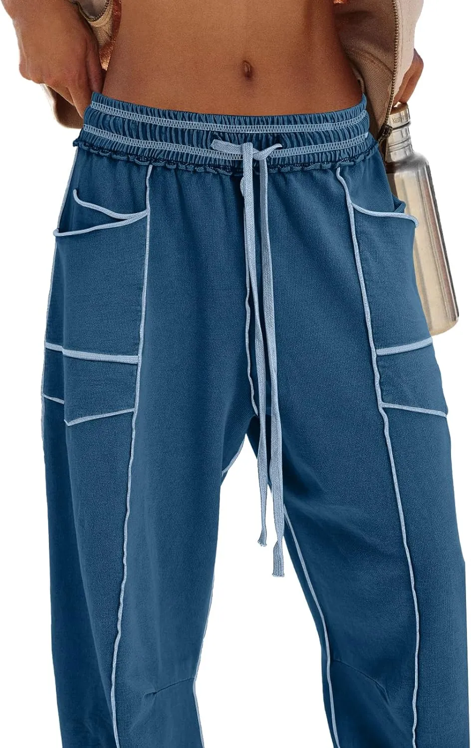 Panadila Womens Barrel Pants Drawstring Wide Leg Sweatpants Baggy Summer Lounge Pants Casual Beach Trousers