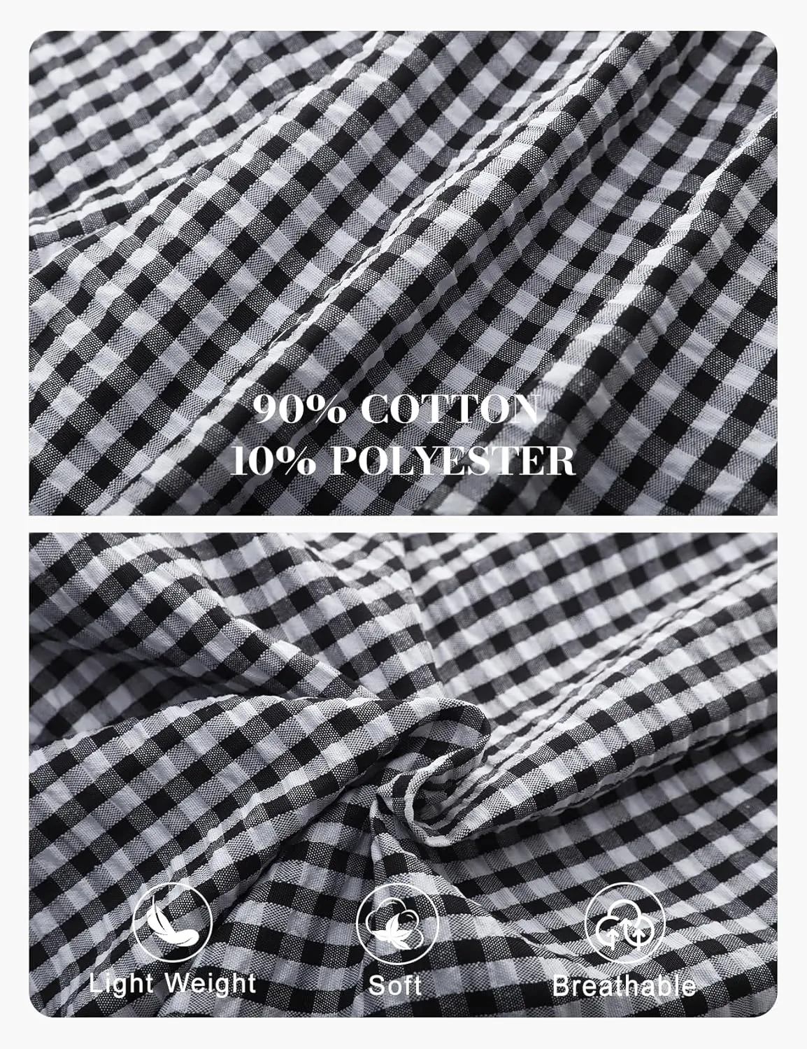 PEHMEA Women's Gingham Lounge Pants with Pockets, Wide Leg Pajama Elastic Waist Casual Loose Fit Checkered Long Trousers