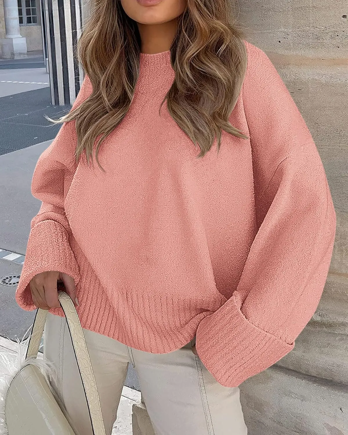 PRETTYGARDEN Women's Fall Oversized Sweaters Casual Crewneck Pullover Long Sleeve Fuzzy Chunky Knit Tops Blouse