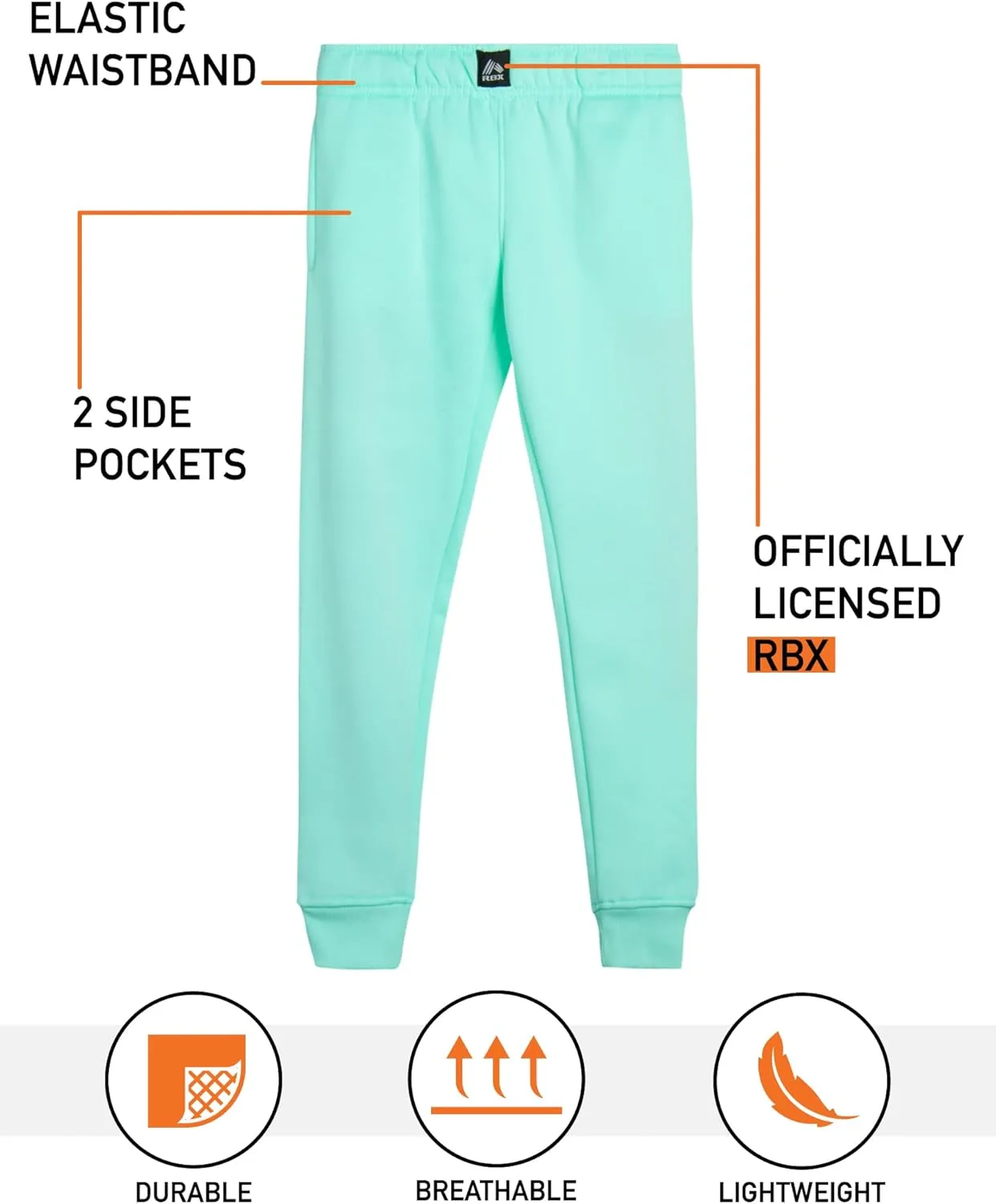 RBX Girls' Sweatpants - 2 Pack Active Fleece Joggers (Size: 4-16)