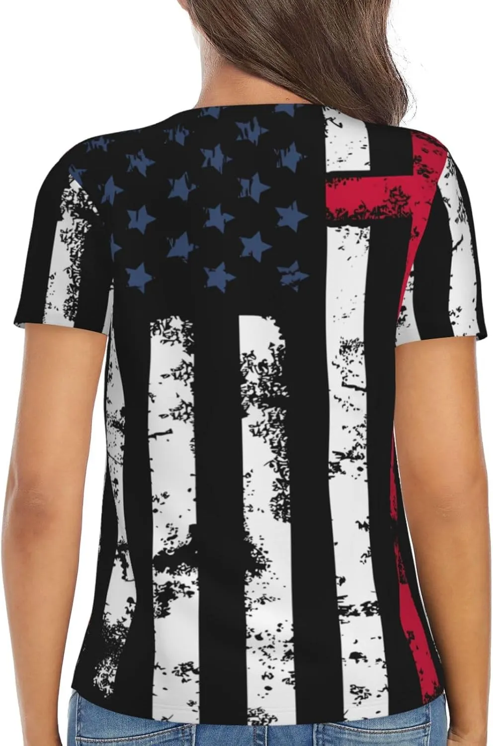 Retro American Football Womens Deep v Neck T-Shirts Short Sleeve Shirts Casual Tee Tops Slim Fit T-Shirt