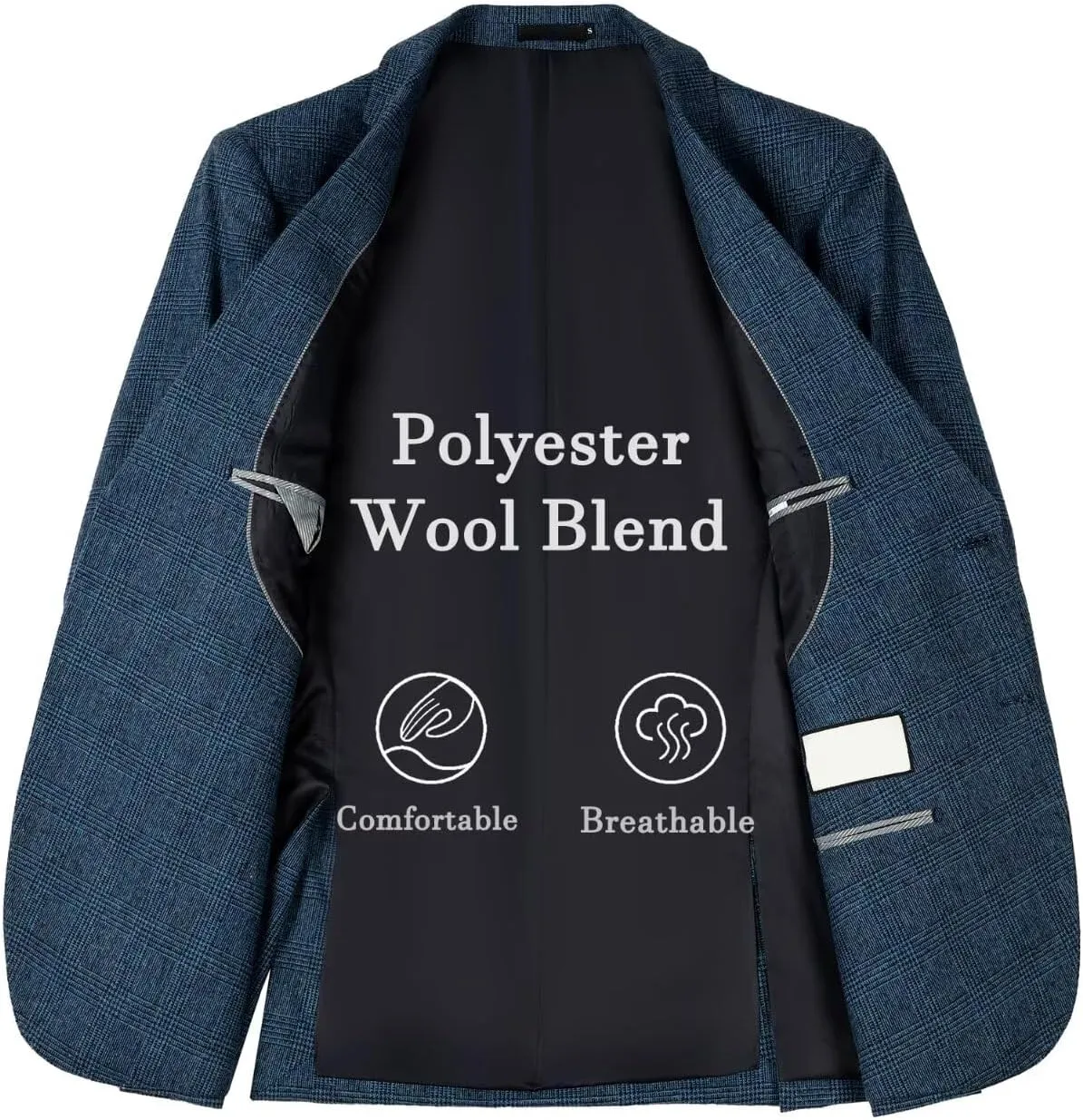 ROZU Tweed Plaid Men's Sport Coats & Blazers Wool Blend Jackets for Men Slim Fit Two Button Suit Blazer Casual Business