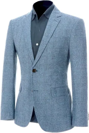 ROZU Tweed Plaid Men's Sport Coats & Blazers Wool Blend Jackets for Men Slim Fit Two Button Suit Blazer Casual Business