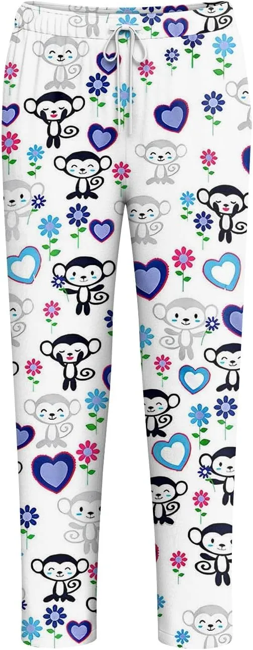 Scrubs for Women Set Jogger Nursing Uniform Stretch V-Neck Short Sleeve Top Cute Floral Animal Print Pants