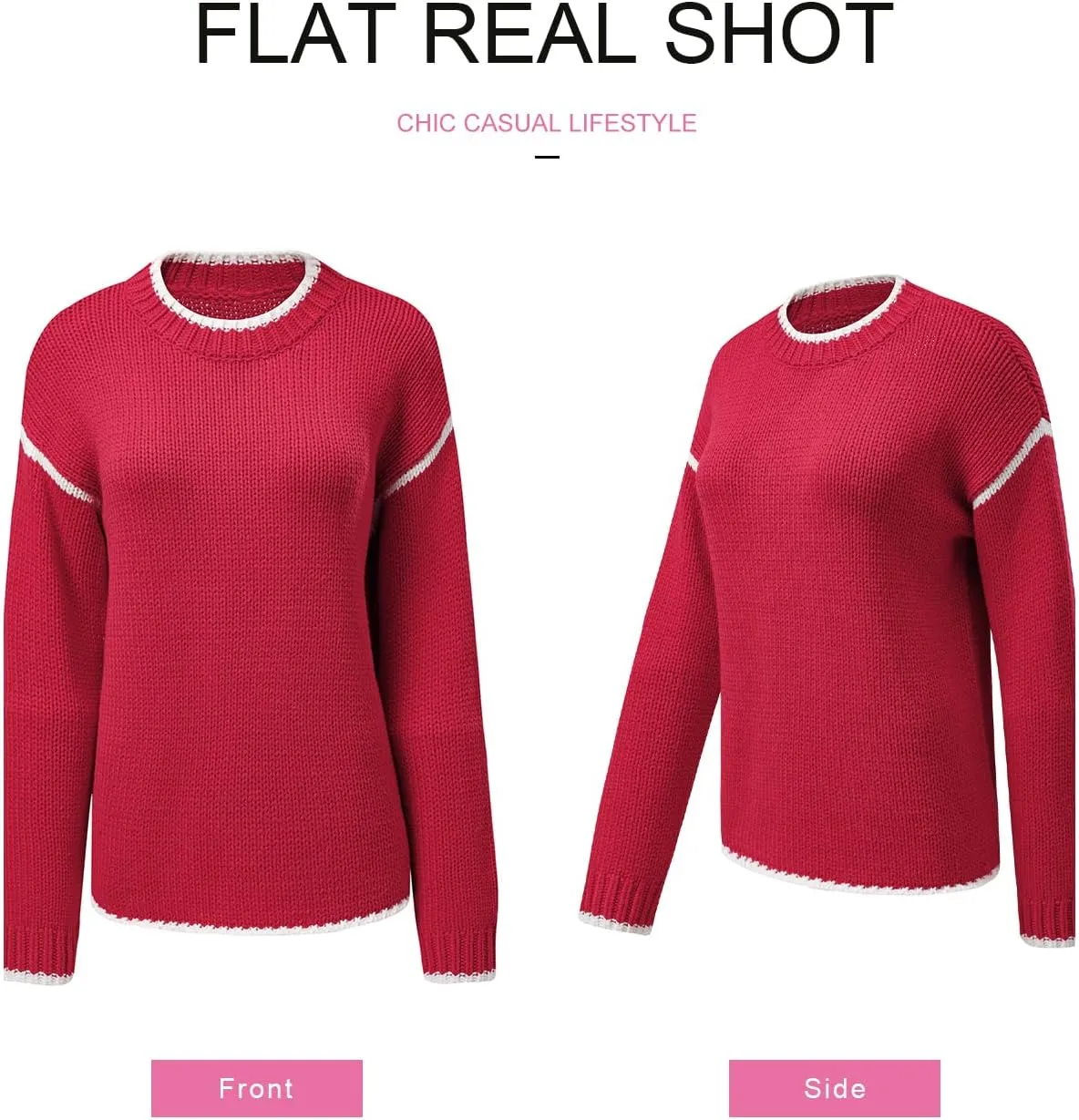 SHEWIN Womens Sweaters Crewneck Long Sleeve Knit Pullover Sweater Casual Fall Tops for Women 2024