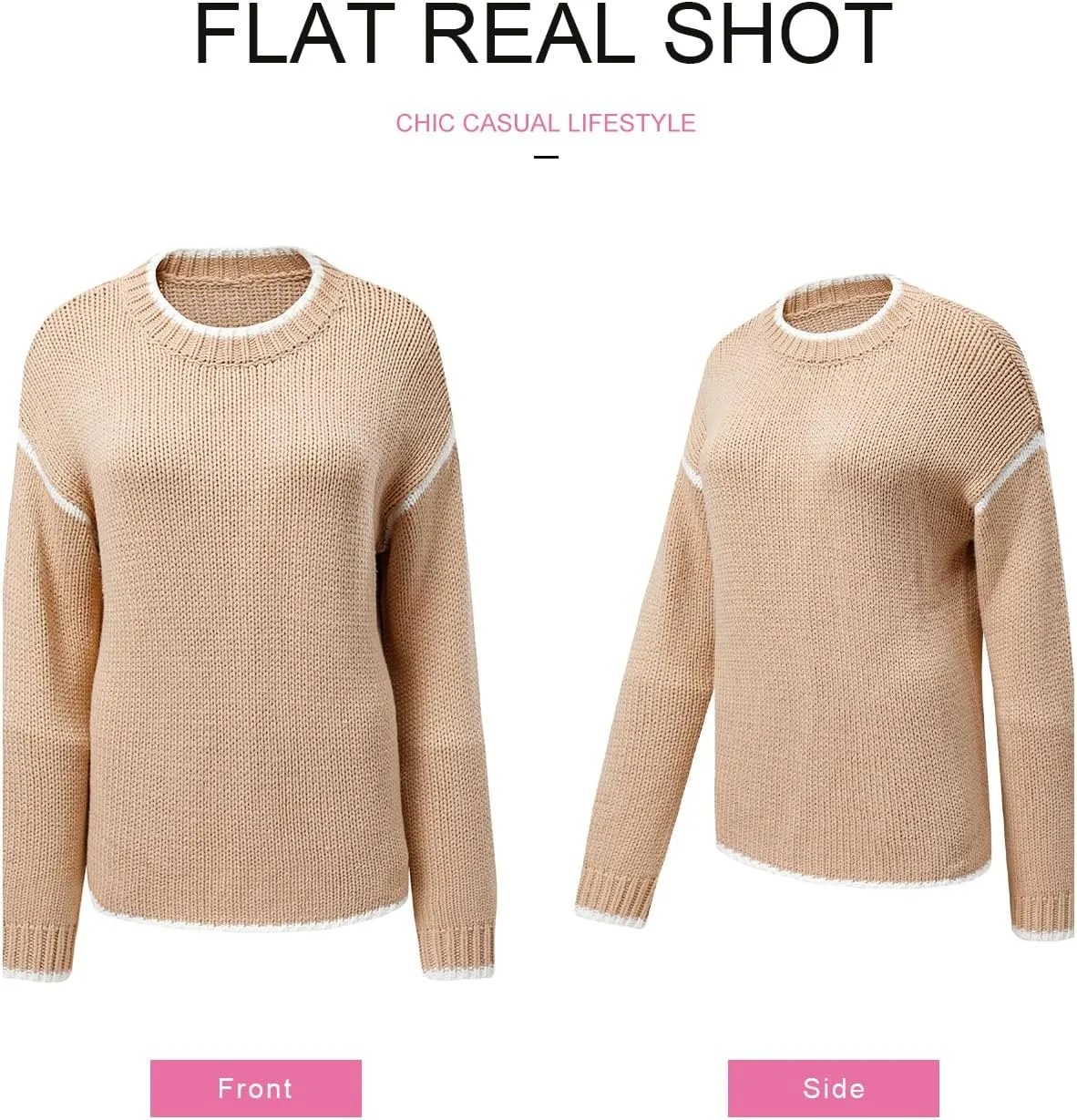 SHEWIN Womens Sweaters Crewneck Long Sleeve Knit Pullover Sweater Casual Fall Tops for Women 2024